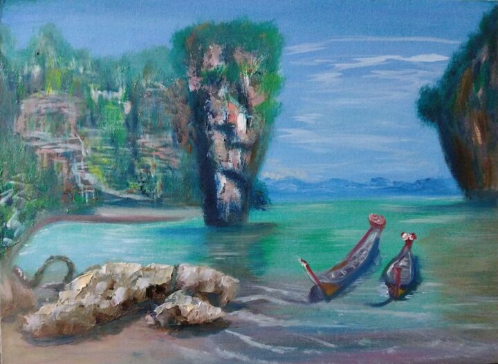Painting titled "Landscape for lover…" by Gabriela Enso, Original Artwork, Oil