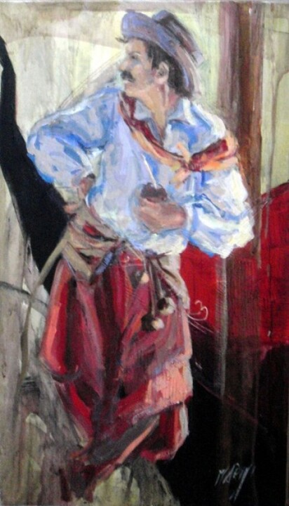 Pittura intitolato "gaucho argentino" da Gabriela Marini, Opera d'arte originale, Olio