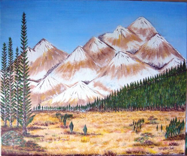 Peinture intitulée "Montagnes caramel" par Gabrielange, Œuvre d'art originale