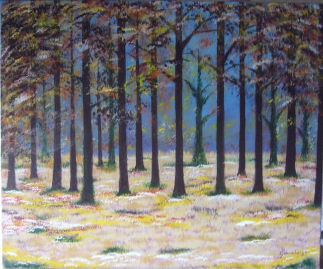 Peinture intitulée "Forêt profonde" par Gabrielange, Œuvre d'art originale