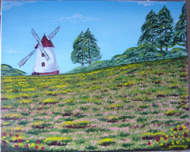 Peinture intitulée "Le moulin au champ…" par Gabrielange, Œuvre d'art originale