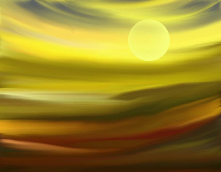 Arte digitale intitolato "paysage solaire" da Gabriela Simut, Opera d'arte originale, Pittura digitale