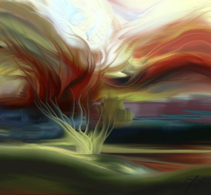 Digital Arts titled "La Vallée des Larme…" by Gabriela Simut, Original Art, Digital Painting