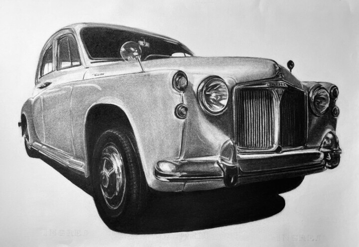 Desenho intitulada "Rover P4 110 1964" por Gabriel López Campos, Obras de arte originais, Carvão
