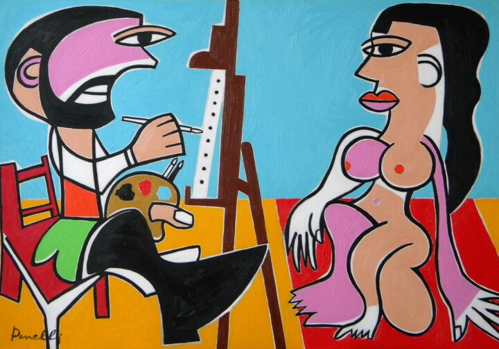 Pintura titulada "The painter and his…" por Gabriele Donelli, Obra de arte original, Oleo