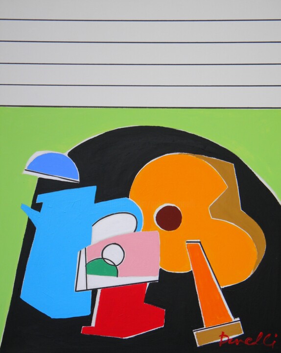 Schilderij getiteld "Pitcher, guitar and…" door Gabriele Donelli, Origineel Kunstwerk, Acryl