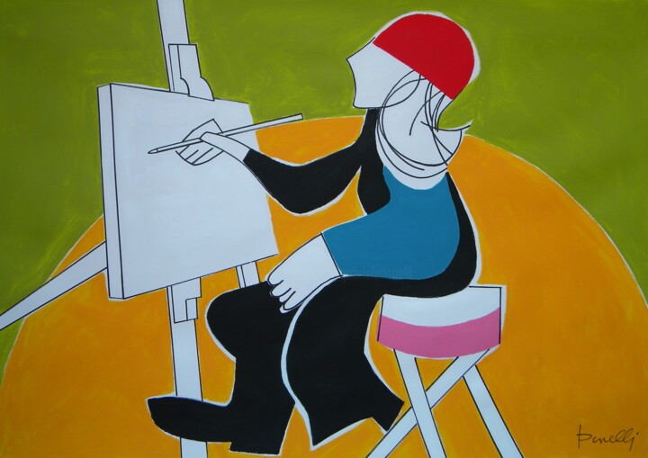 Painting titled "The painter" by Gabriele Donelli, Original Artwork, Acrylic