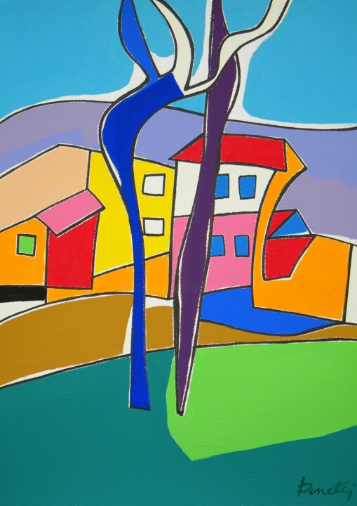 Painting titled "Paysage" by Gabriele Donelli, Original Artwork, Acrylic
