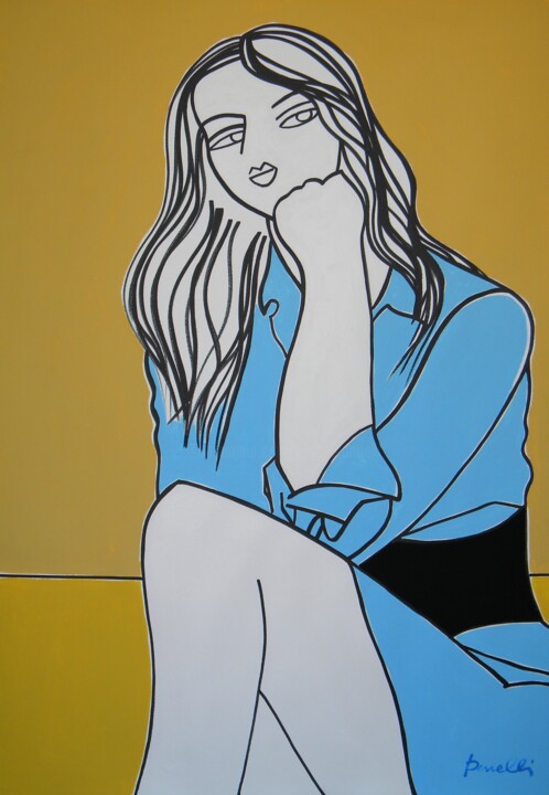 Pintura titulada "Potret gadis" por Gabriele Donelli, Obra de arte original, Acrílico