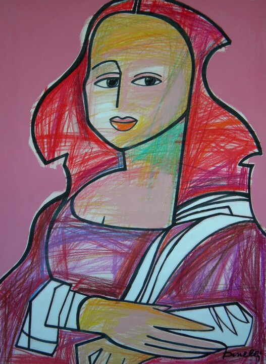 Painting titled "Potrét Mona Lisa" by Gabriele Donelli, Original Artwork, Acrylic