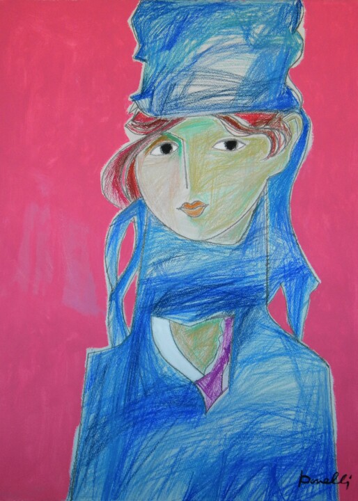 Peinture intitulée "Portrait de Berthe…" par Gabriele Donelli, Œuvre d'art originale, Pastel