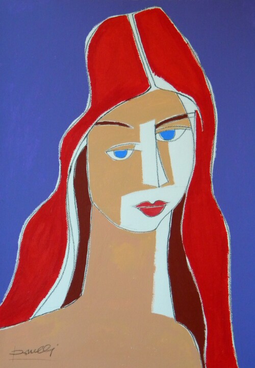 Painting titled "Portret Jeanne Hébu…" by Gabriele Donelli, Original Artwork, Acrylic