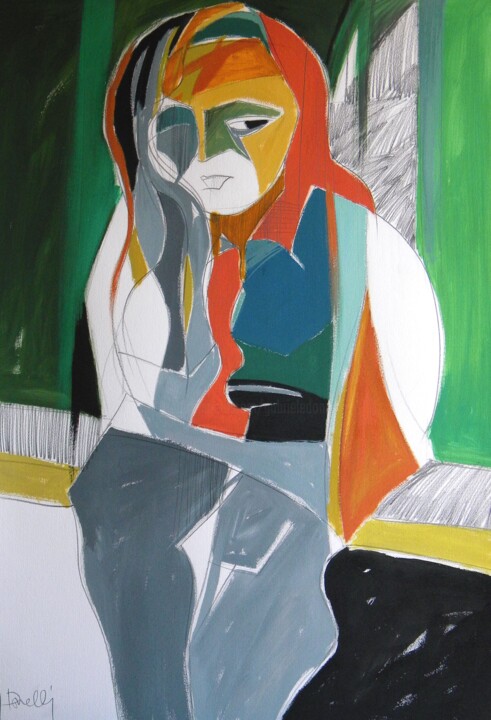 Painting titled "Portret Luany Ghido…" by Gabriele Donelli, Original Artwork, Acrylic