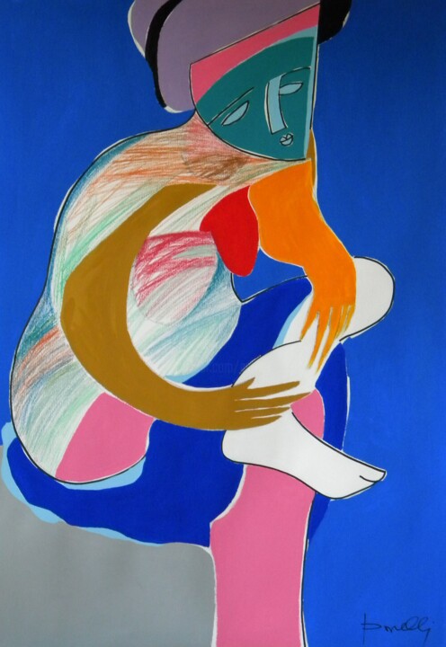 Malerei mit dem Titel "Bagnante che si asc…" von Gabriele Donelli, Original-Kunstwerk, Acryl