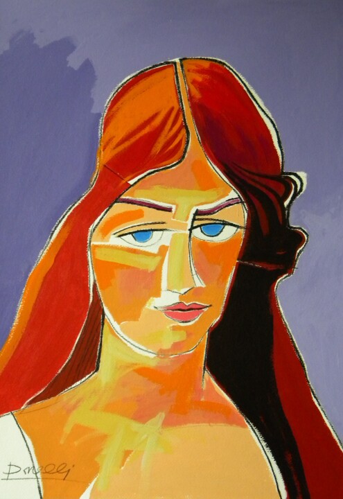 Painting titled "Retrato de Jeanne H…" by Gabriele Donelli, Original Artwork, Acrylic