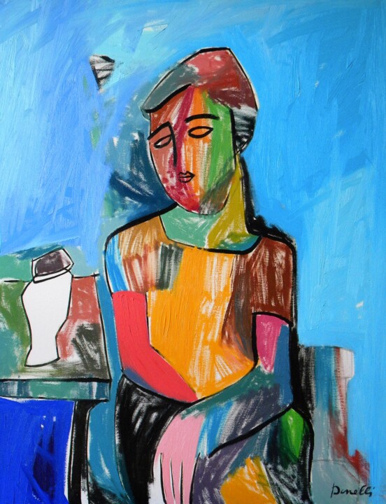 Картина под названием "Ritratto di ragazza" - Gabriele Donelli, Подлинное произведение искусства, Масло