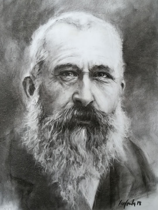 Painting titled "Claude Monet" by Gabriele Ionfrida, Original Artwork, Acrylic