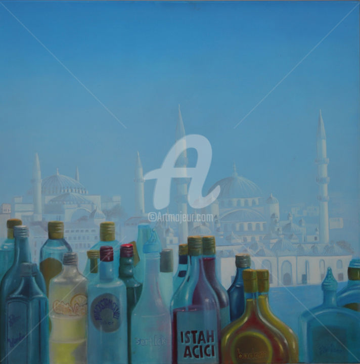 Malerei mit dem Titel "The Gap / Blaues Wu…" von Gabriele Roman, Original-Kunstwerk, Öl