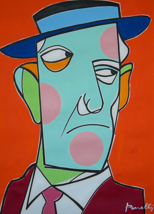 Painting titled "Buster Keaton" by Gabriele Donelli, Original Artwork, Acrylic