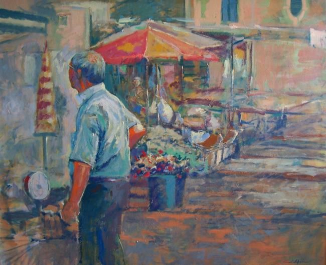 Painting titled "Mercato" by Gabriele Petrosino, Original Artwork, Other