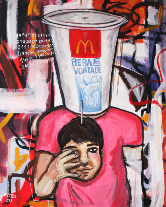 Pittura intitolato "Drinking soda" da Gabriel Grecco, Opera d'arte originale, Acrilico