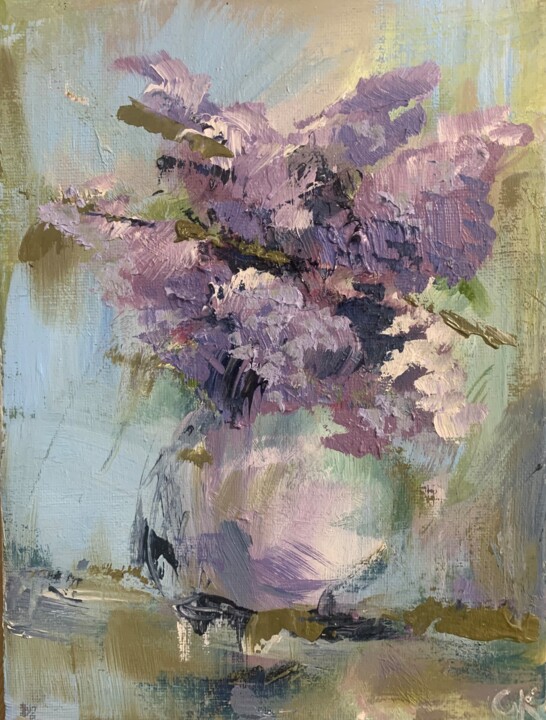 Peinture intitulée "Lilac Blossom" par Gabriel Knollys, Œuvre d'art originale, Huile Monté sur Châssis en bois