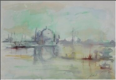 Pittura intitolato "Venezia e laguna" da Gabriella Dumas, Opera d'arte originale