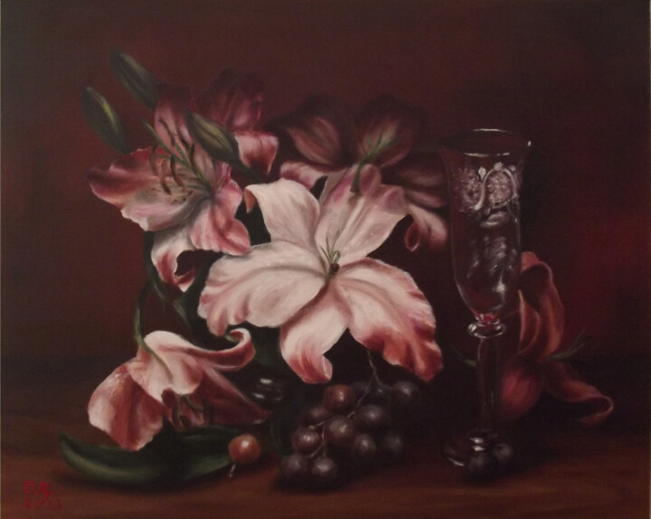 Painting titled "liliomok.jpg" by Gabriella Molnár, Original Artwork, Oil