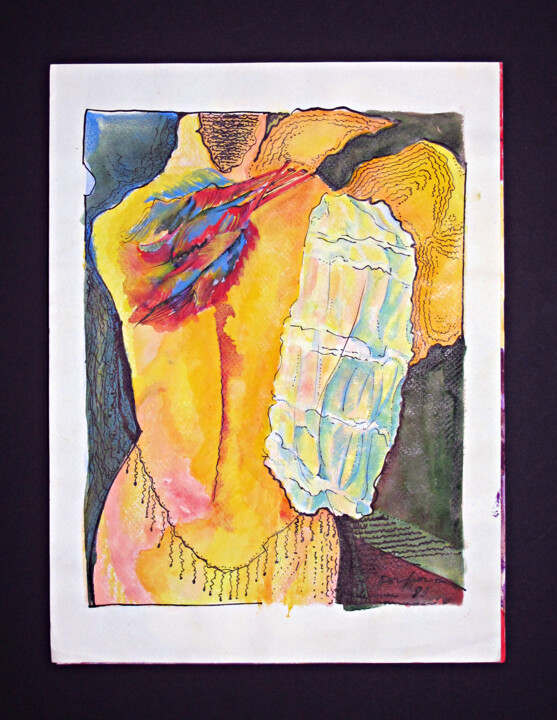 Drawing titled "Mannequin vu de dos" by Gabriella Porpora, Original Artwork, Watercolor