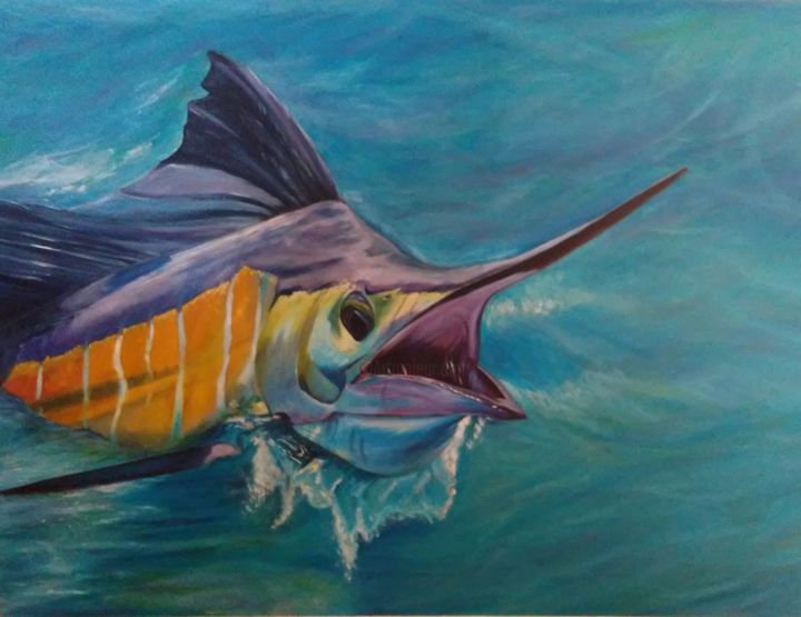 Painting titled "Marlin azul.jpg" by Gabriel Mayo, Original Artwork