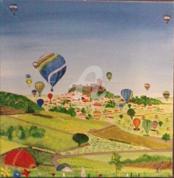 Painting titled "Globos en Polignac" by Gabriel Mir, Original Artwork