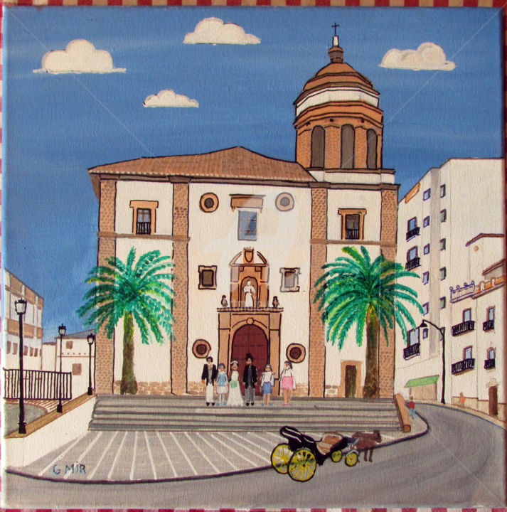 Painting titled "boda-en-iglesia-de-…" by Gabriel Mir, Original Artwork, Acrylic