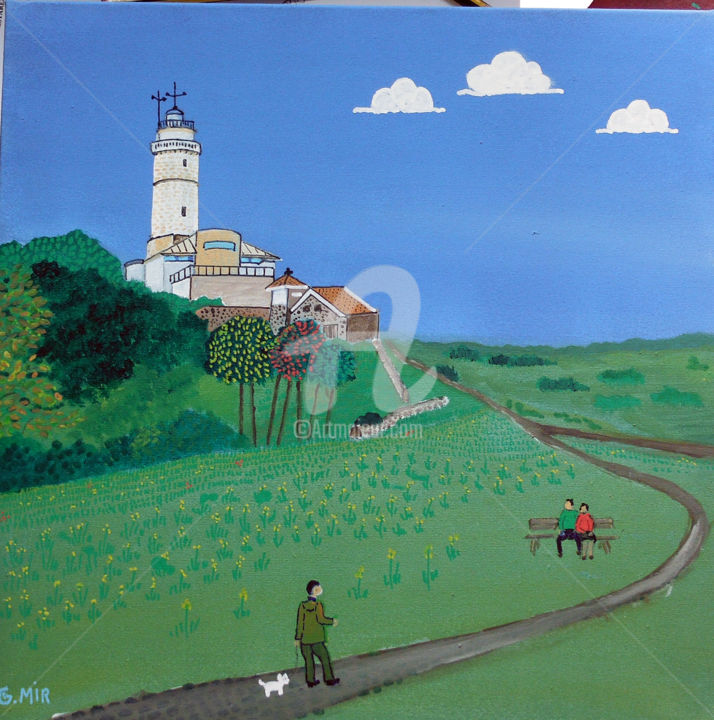 Malerei mit dem Titel "faro-cabo-mayor-san…" von Gabriel Mir, Original-Kunstwerk, Acryl