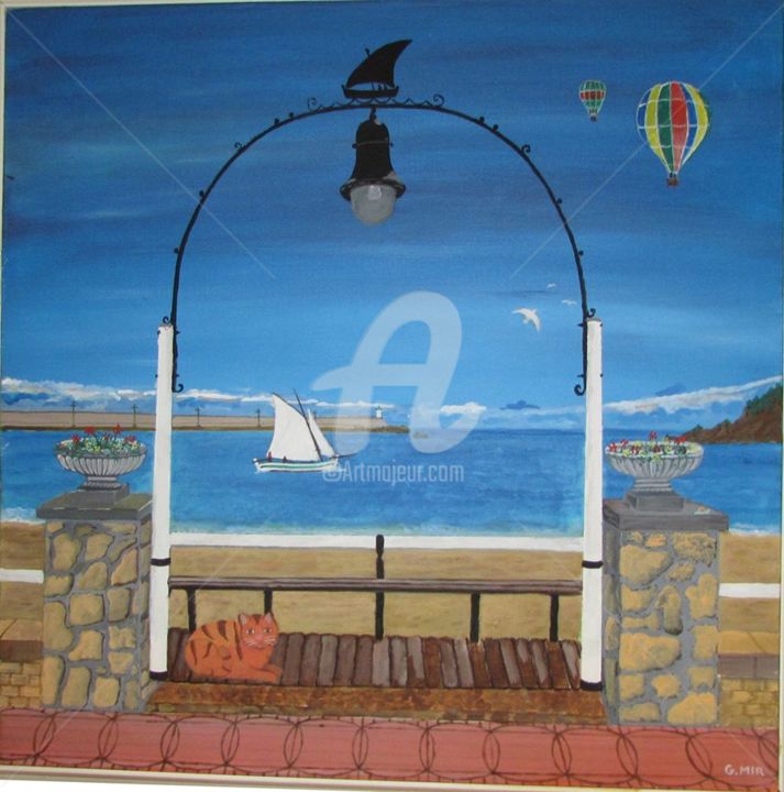 Painting titled "passeig-sant-feliu-…" by Gabriel Mir, Original Artwork, Acrylic