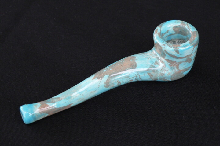 Design titled "Pipe bleu marbrée e…" by Gabriel Tremblay, Original Artwork, Ceramics
