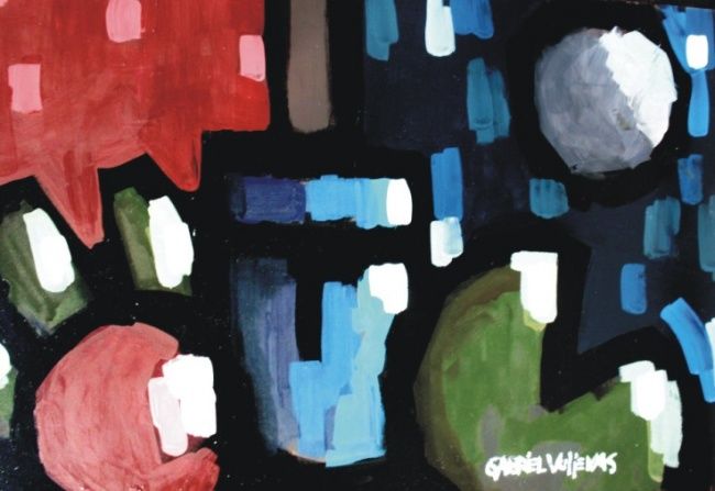 Painting titled "Watermelon and moon…" by Gabriel Vuljevas, Original Artwork, Oil