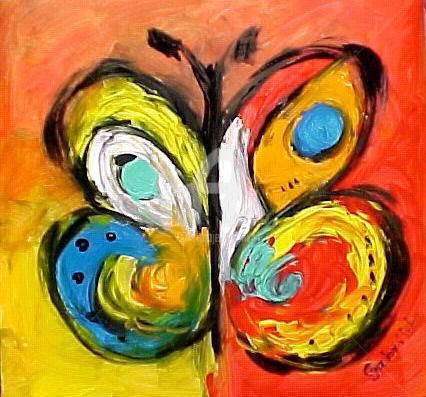 Painting titled "Wild Butterfly '8" by Gabriele Neuert (Gabrill), Original Artwork