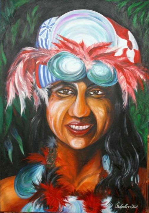 Painting titled "Caribbian Girl" by Sava Gabrovski, Original Artwork