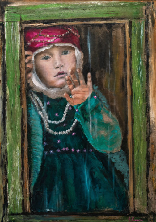 Pintura intitulada "Un timido saluto" por Gabry Bianchi, Obras de arte originais, Óleo