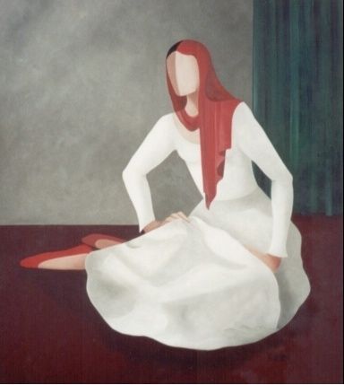 Pintura titulada "Agustina detras del…" por Maria Gabriela Sudiro, Obra de arte original
