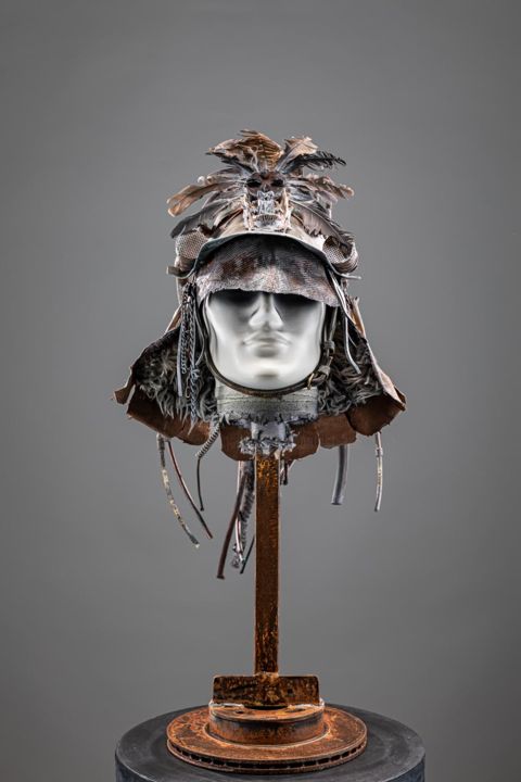 Sculpture intitulée "Winter Shaman Headd…" par Igor Gadreaud (Gad the Brand), Œuvre d'art originale, Plastique