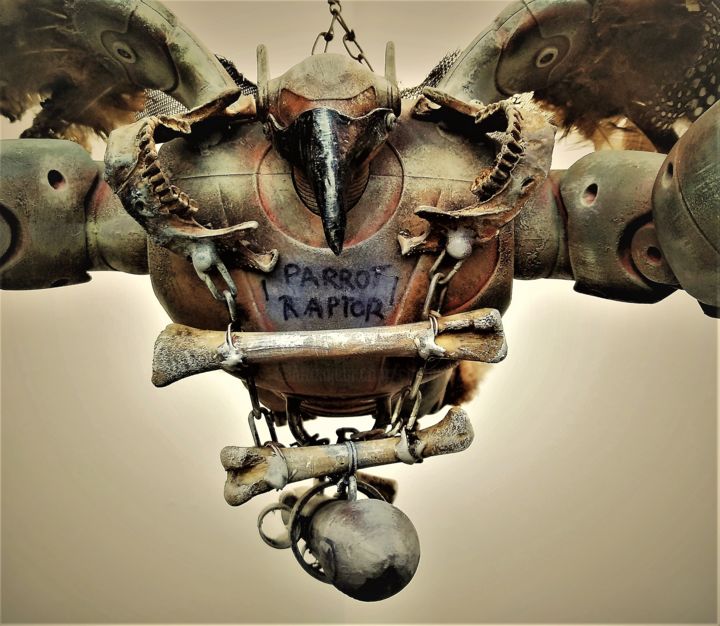 Γλυπτική με τίτλο "Parrot Raptor" από Igor Gadreaud (Gad the Brand), Αυθεντικά έργα τέχνης, Πλαστική ύλη