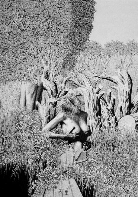 Dessin intitulée "Forest Nudity" par Maciej Gądor, Œuvre d'art originale