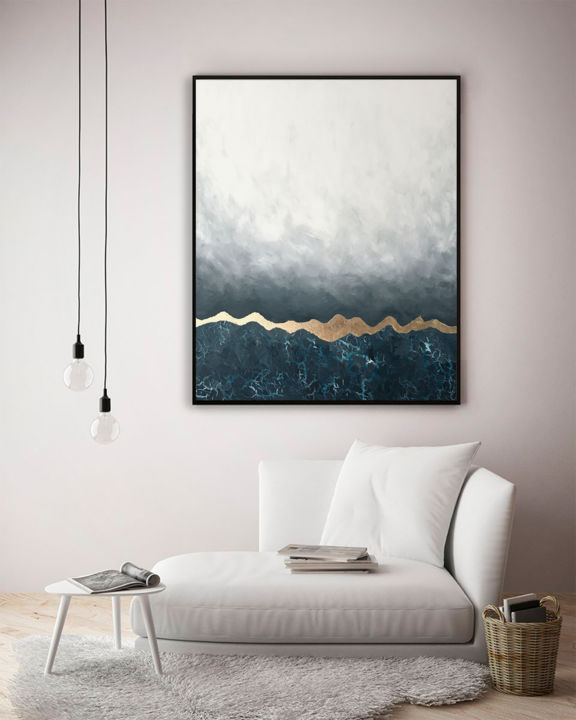 Painting titled "Abstract Landscape" by Sonia Gadz., Original Artwork, Acrylic Mounted on Wood Stretcher frame