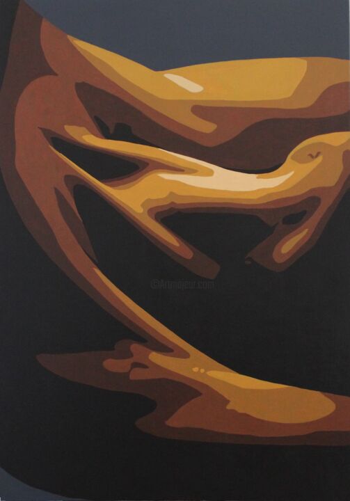 Schilderij getiteld "Sunrise" door Gael-Dwight, Origineel Kunstwerk, Acryl Gemonteerd op Frame voor houten brancard
