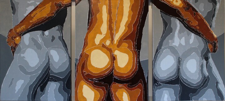 Collages titulada "Triptyque : 2.4.1" por Gael-Dwight, Obra de arte original, Collages Montado en Bastidor de camilla de mad…