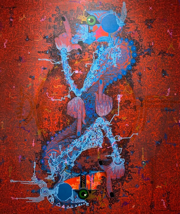 Картина под названием "Demain" - Gael Keutchogue, Подлинное произведение искусства, Акрил Установлен на Деревянная рама для…