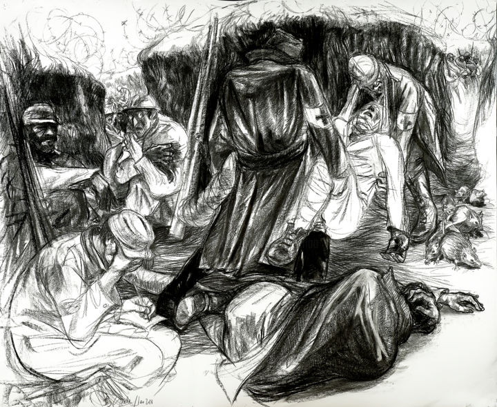 Disegno intitolato "TRANCHÉE .jpg" da Gaele Flao, Opera d'arte originale