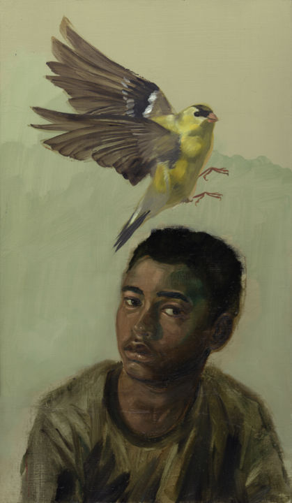 Pintura titulada "PORTRAIT AU VERDIER" por Gaele Flao, Obra de arte original, Oleo