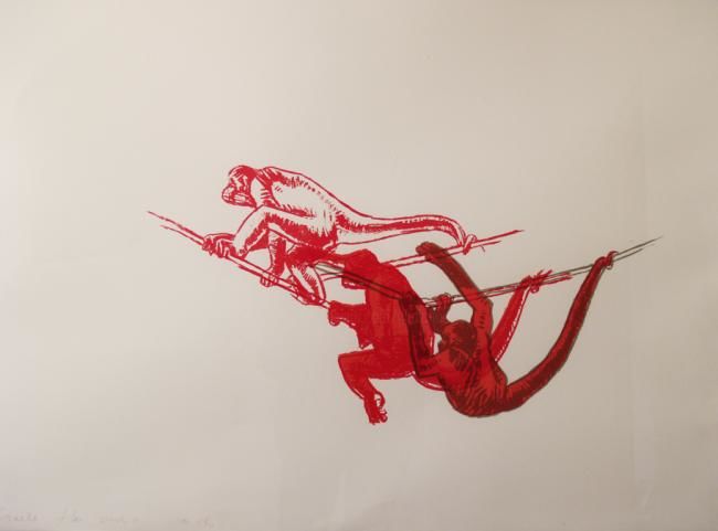 Рисунок под названием "Moving Monkeys 14/30" - Gaele Flao, Подлинное произведение искусства